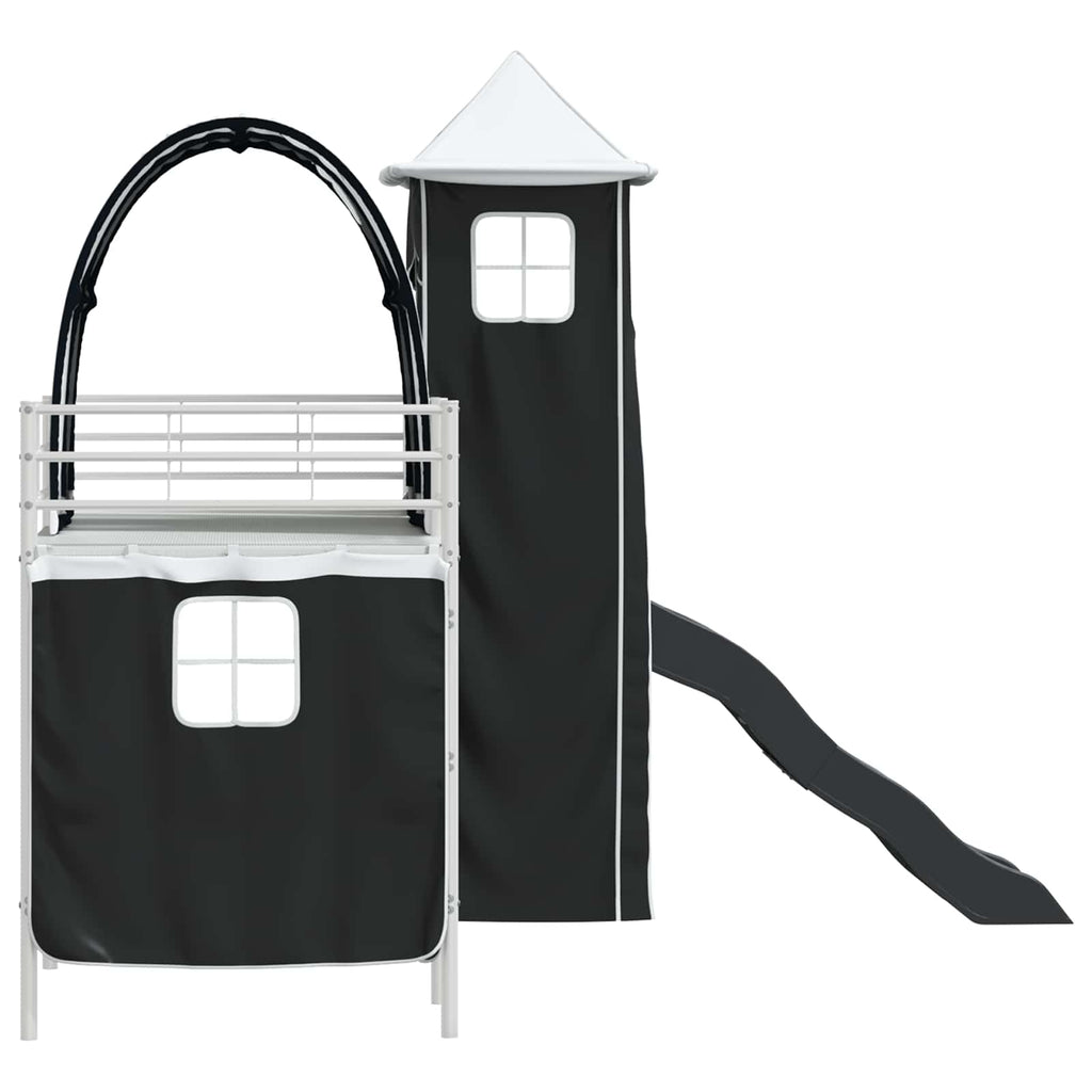 Kinderloftbett Weiß und Schwarz 100 x 190 cm Metall