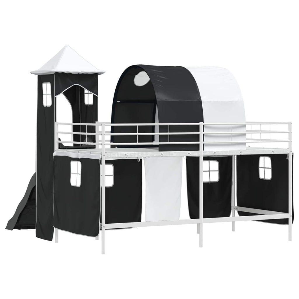 Kinderloftbett Weiß und Schwarz 100 x 200 cm Metall