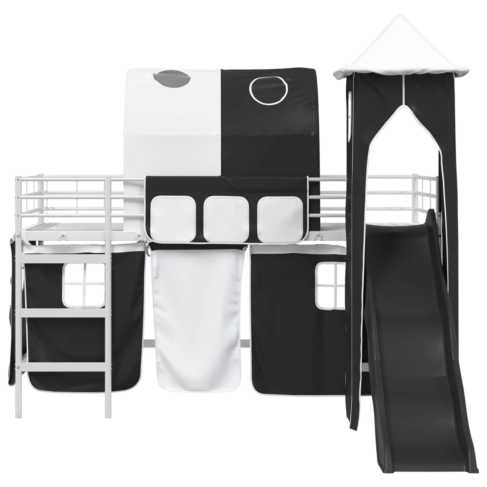 Kinderloftbett Weiß und Schwarz 100 x 200 cm Metall