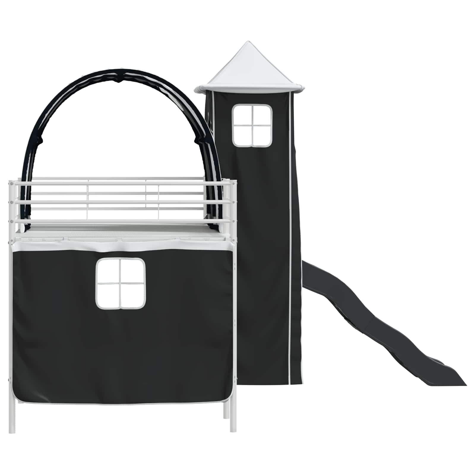 Kinderloftbett Weiß und Schwarz 107 x 200 cm Metall