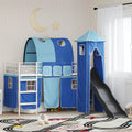 Kinderloftbett Weiß und Blau 75 x 190 cm Metall