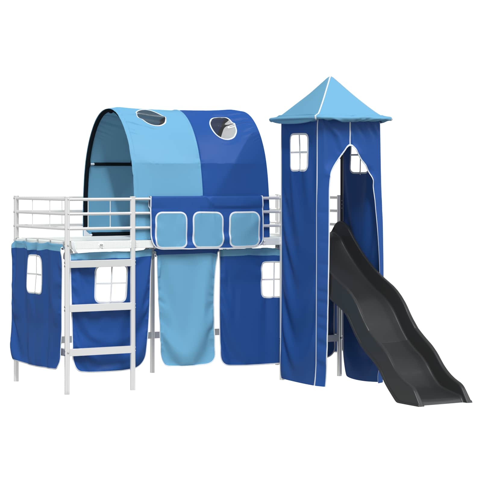 Kinderloftbett Weiß und Blau 75 x 190 cm Metall