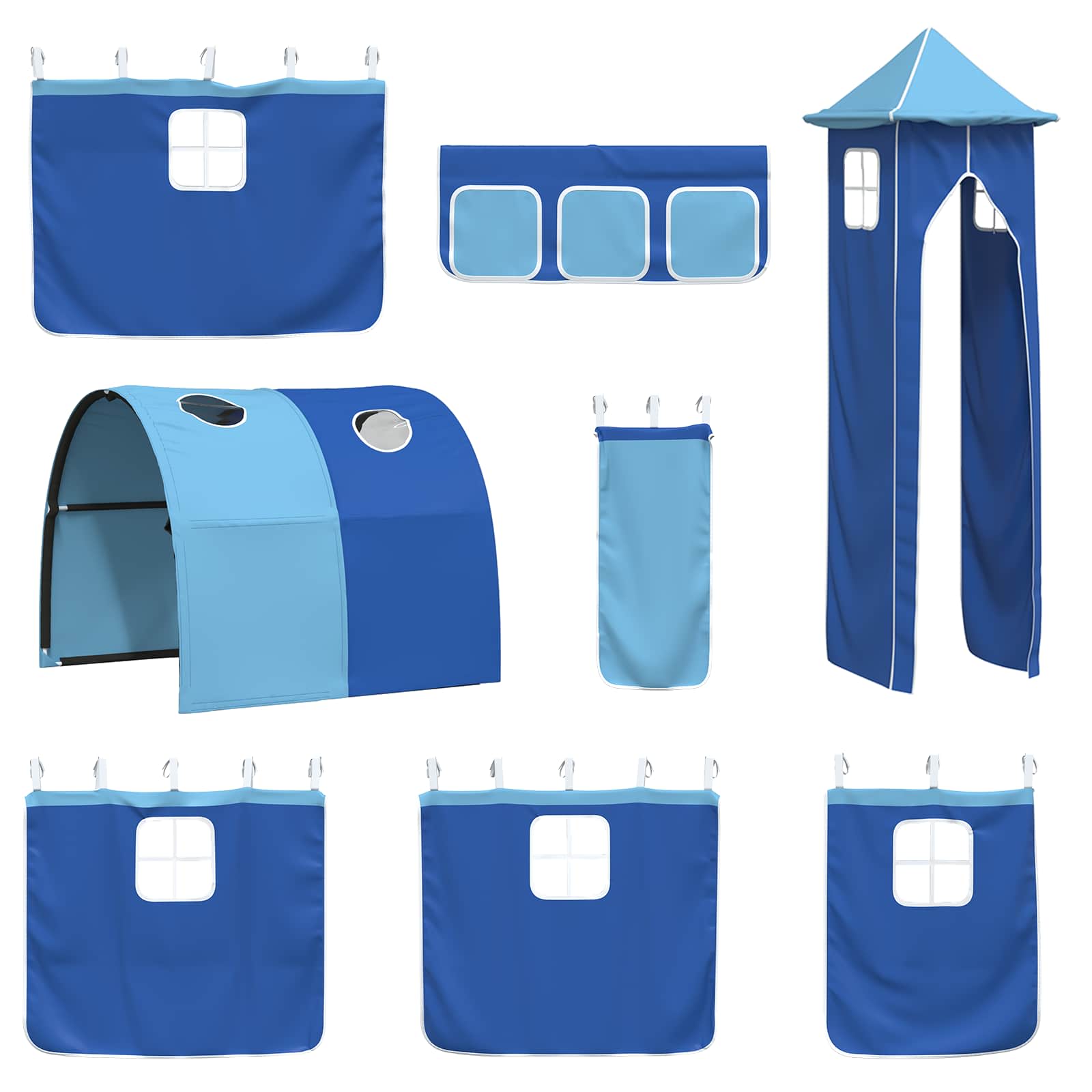 Kinderloftbett Weiß und Blau 80 x 200 cm Metall