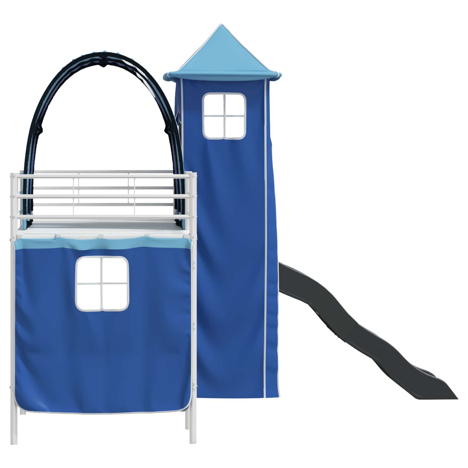 Kinderloftbett Weiß und Blau 90 x 190 cm Metall