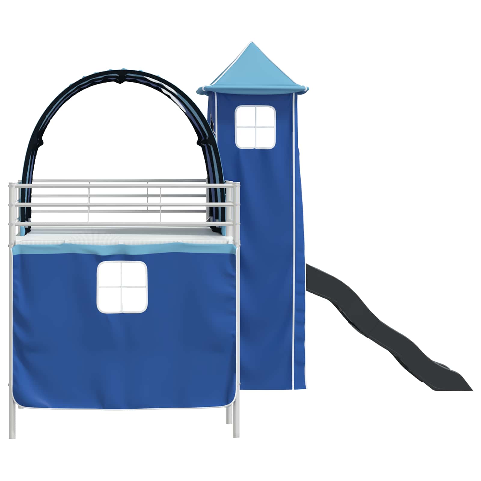 Kinderloftbett Weiß und Blau 90 x 200 cm Metall