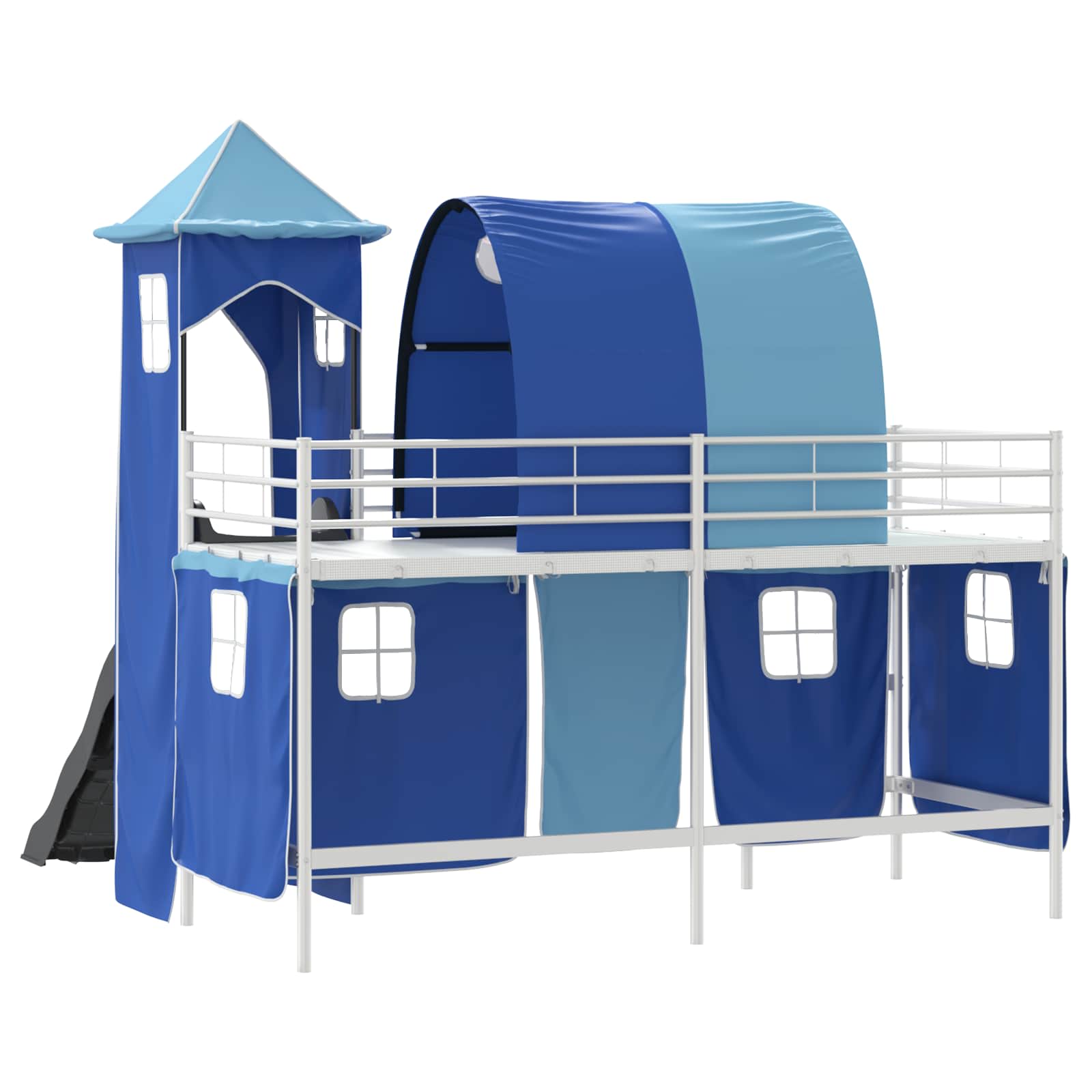 Kinderloftbett Weiß und Blau 100 x 190 cm Metall