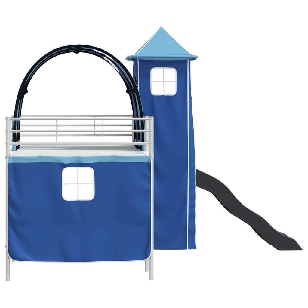Kinderloftbett Weiß und Blau 100 x 200 cm Metall