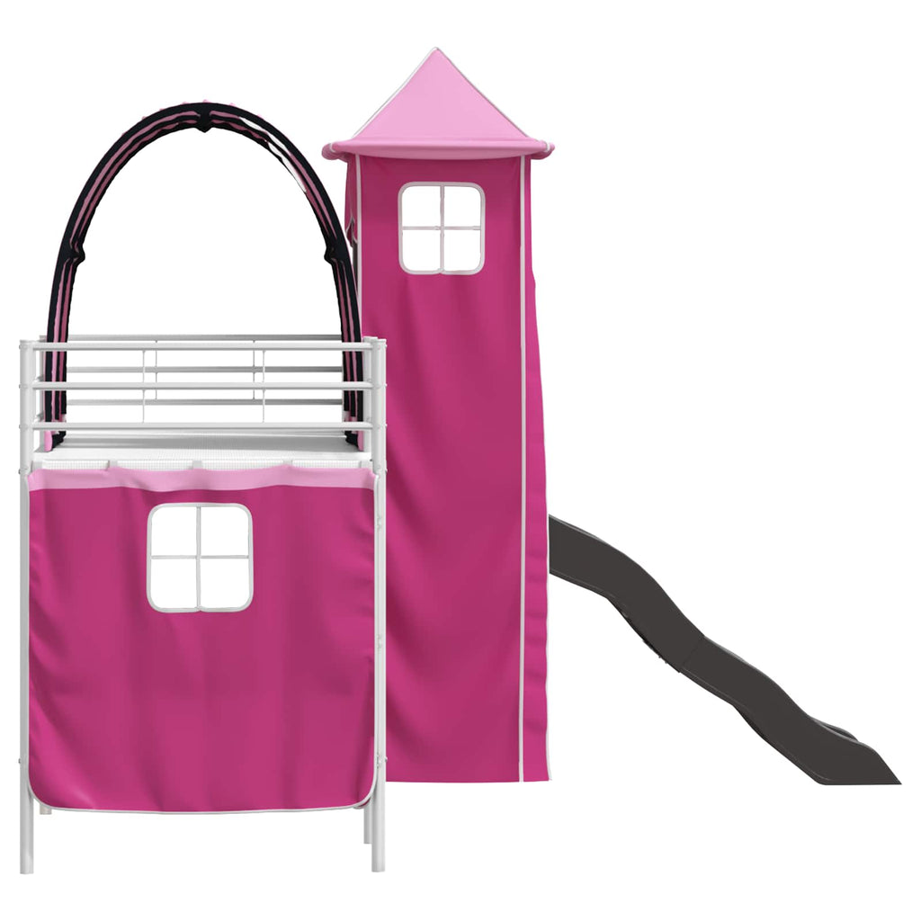 Kinderloftbett Weiß und Rosa 75 x 190 cm Metall
