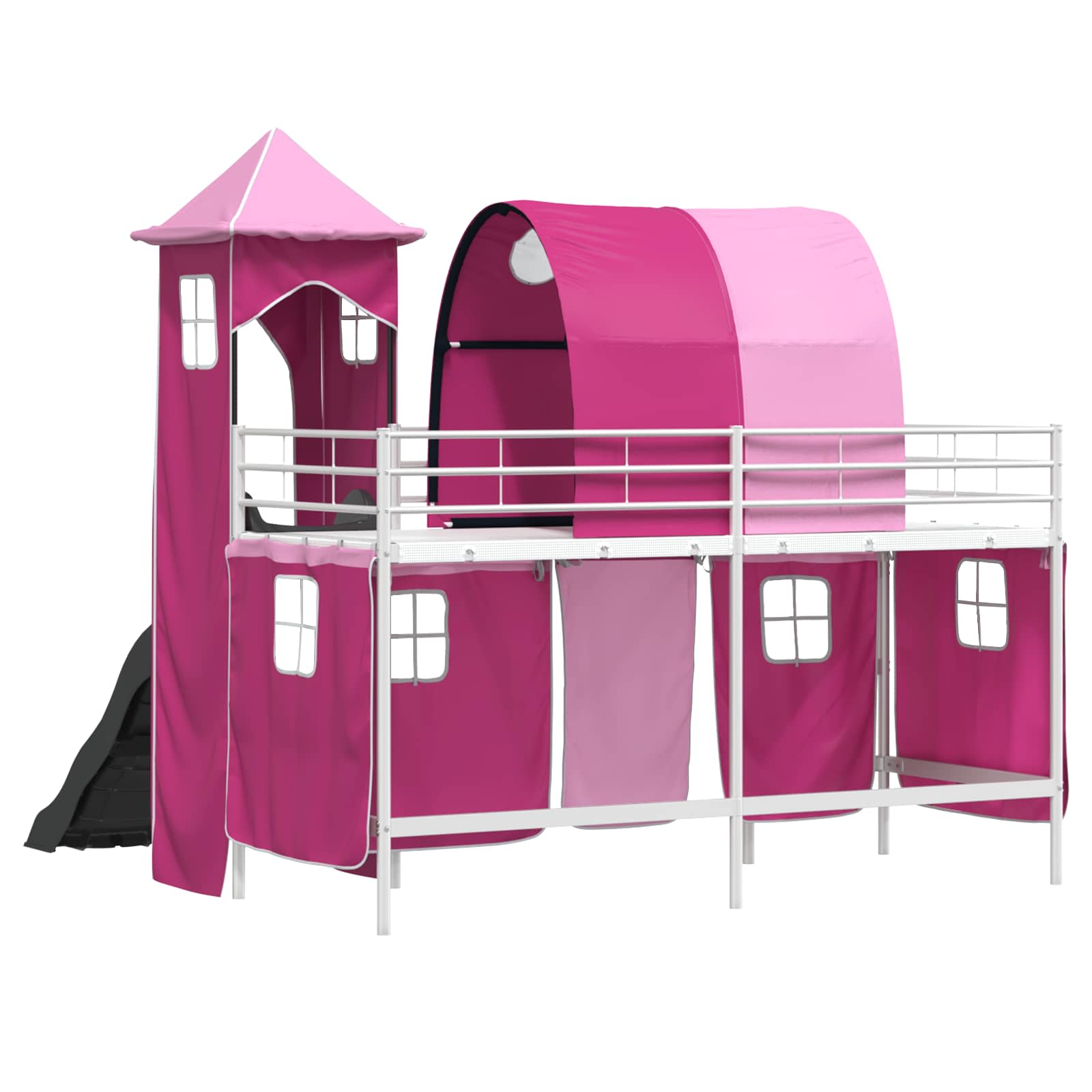 Kinderloftbett Weiß und Rosa 90 x 190 cm Metall