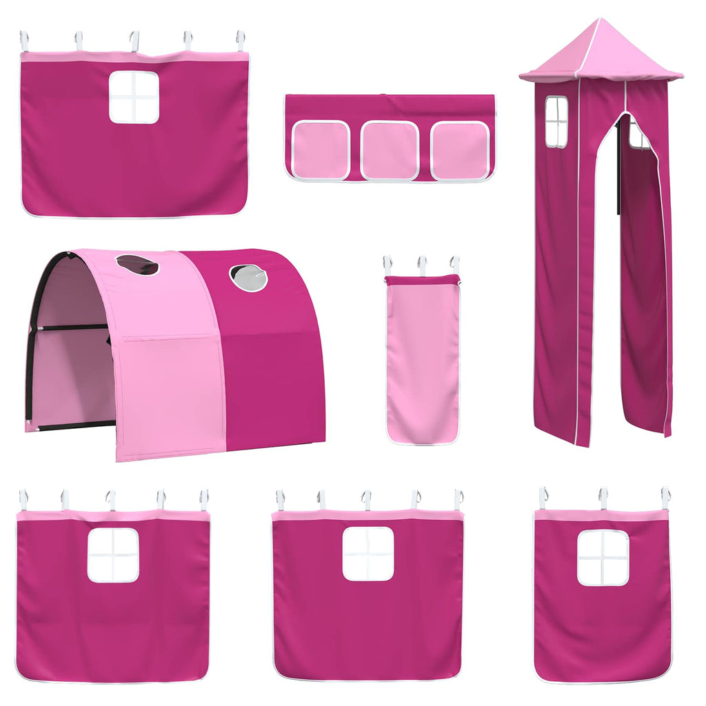 Kinderloftbett Weiß und Rosa 90 x 190 cm Metall