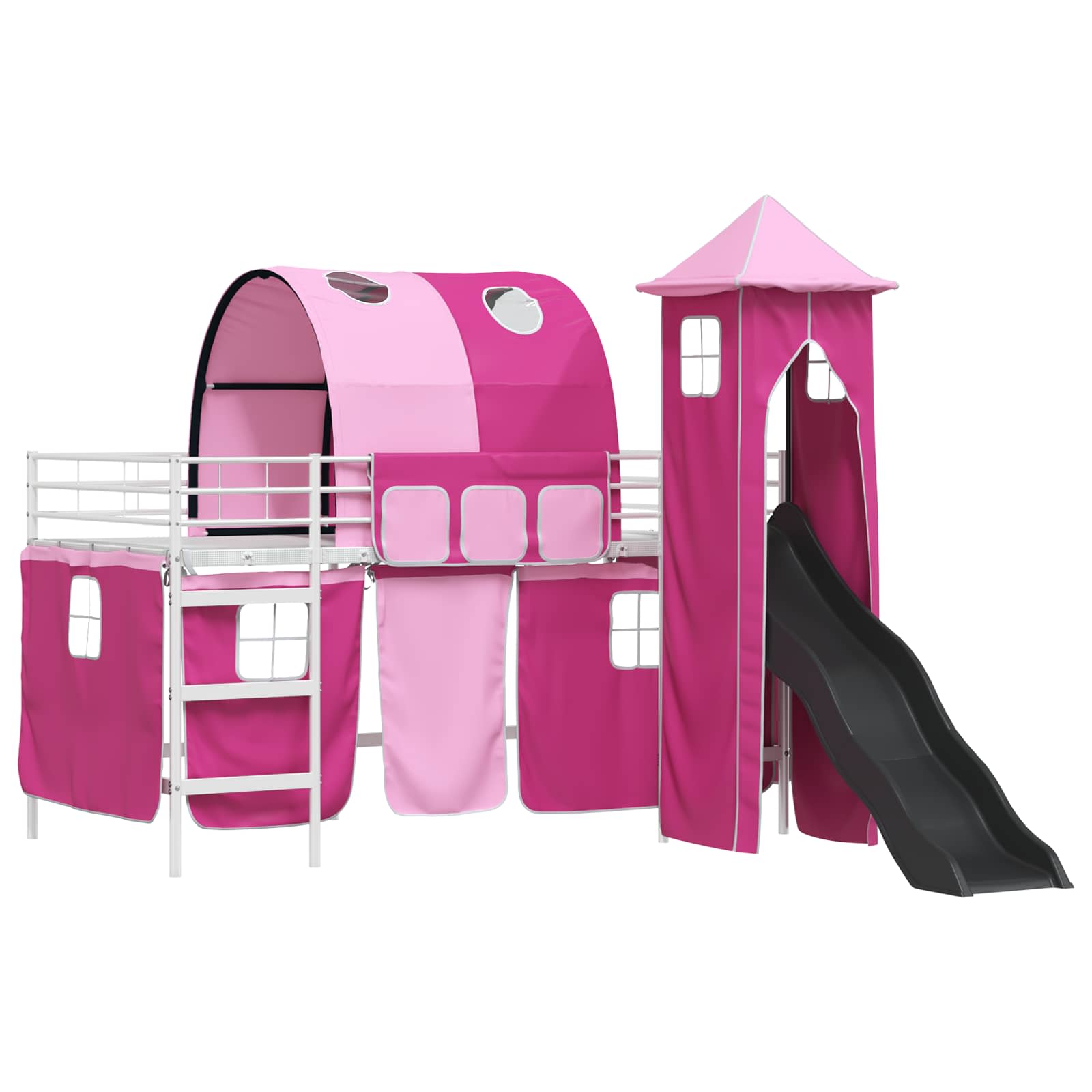 Kinderloftbett Weiß und Rosa 90 x 200 cm Metall