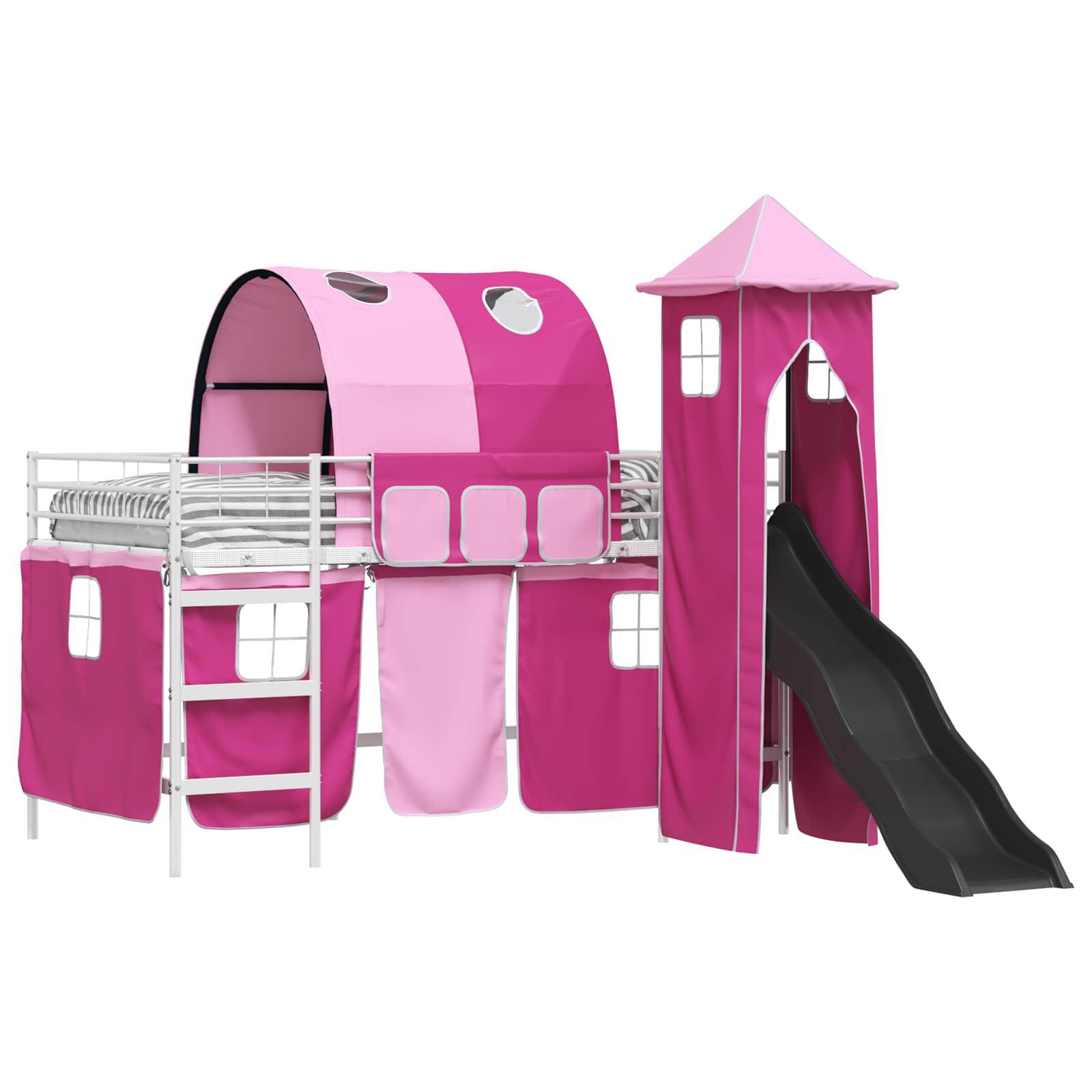 Kinderloftbett Weiß und Rosa 100 x 200 cm Metall