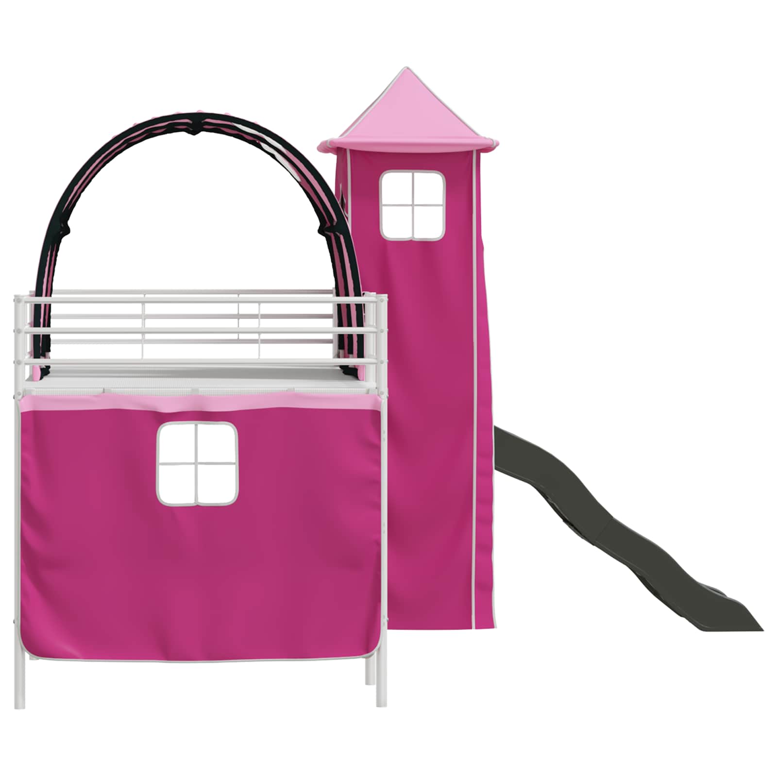 Kinderloftbett Weiß und Rosa 100 x 200 cm Metall