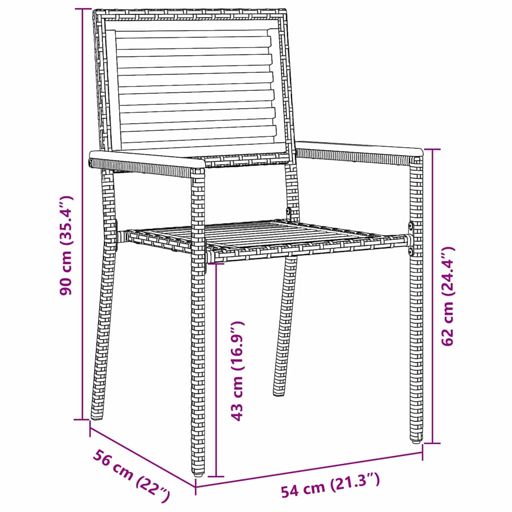Garten Stapelstühle 4 pcs Braun und Beige 54 x 56 x 90 cm
