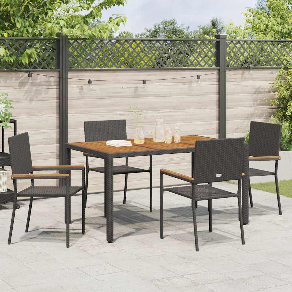 Garten Stapelstühle 4 pcs Schwarz und Braun 54 x 56 x 90 cm