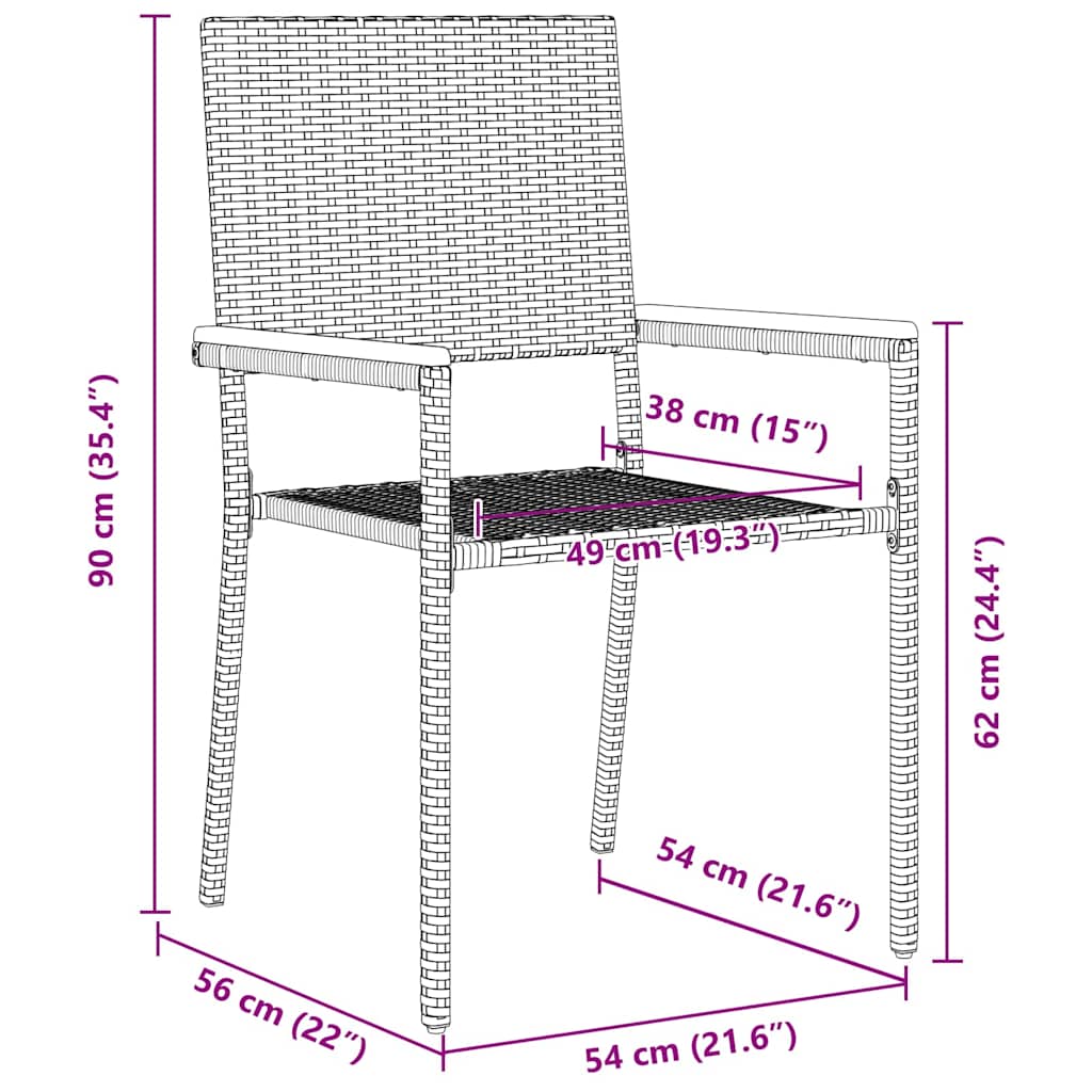 Garten Stapelstühle 4 pcs Grau und Braun 54 x 56 x 90 cm