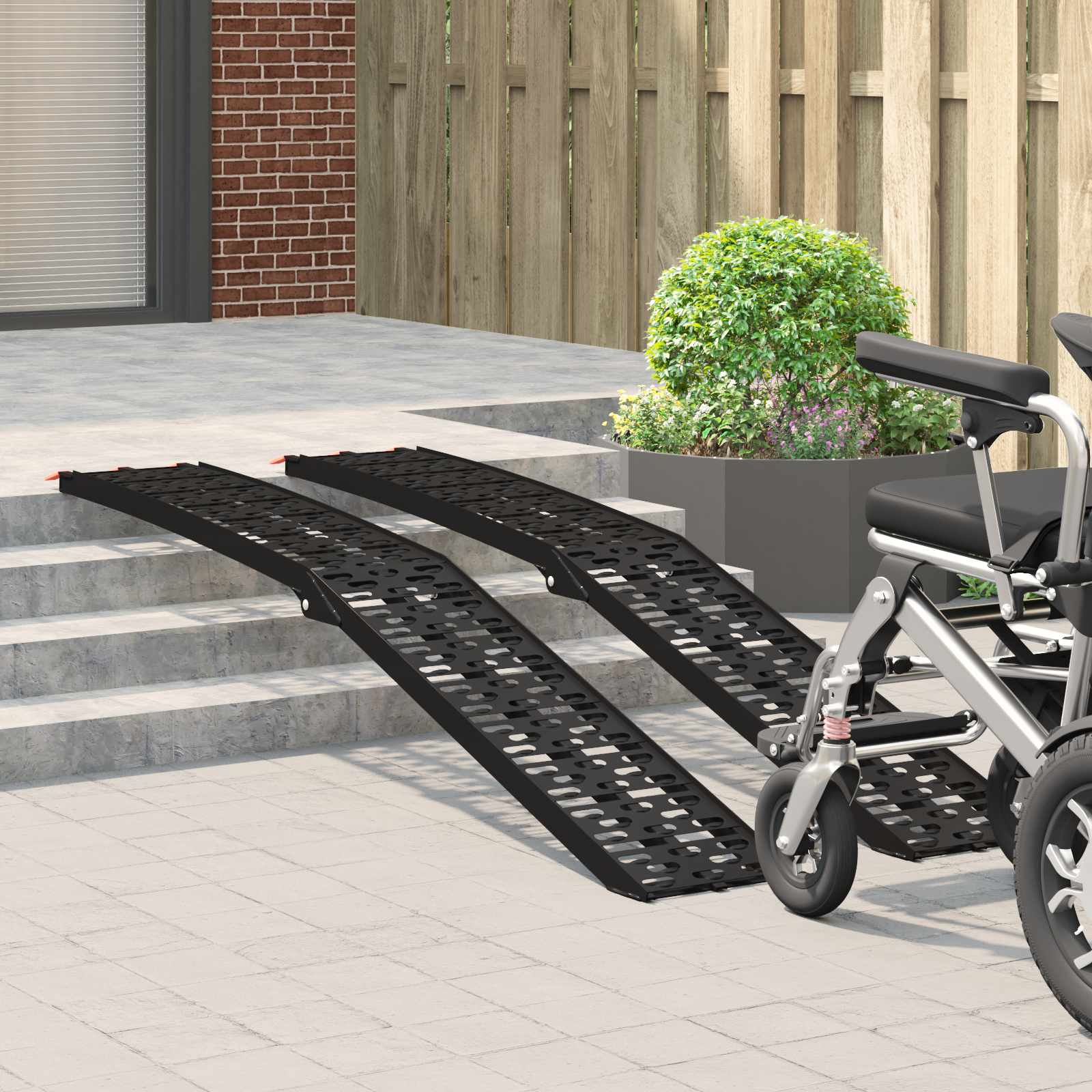 Zusammenklappbare Motorradrampe 340 kg pro Rampe 2 pcs Schwarz