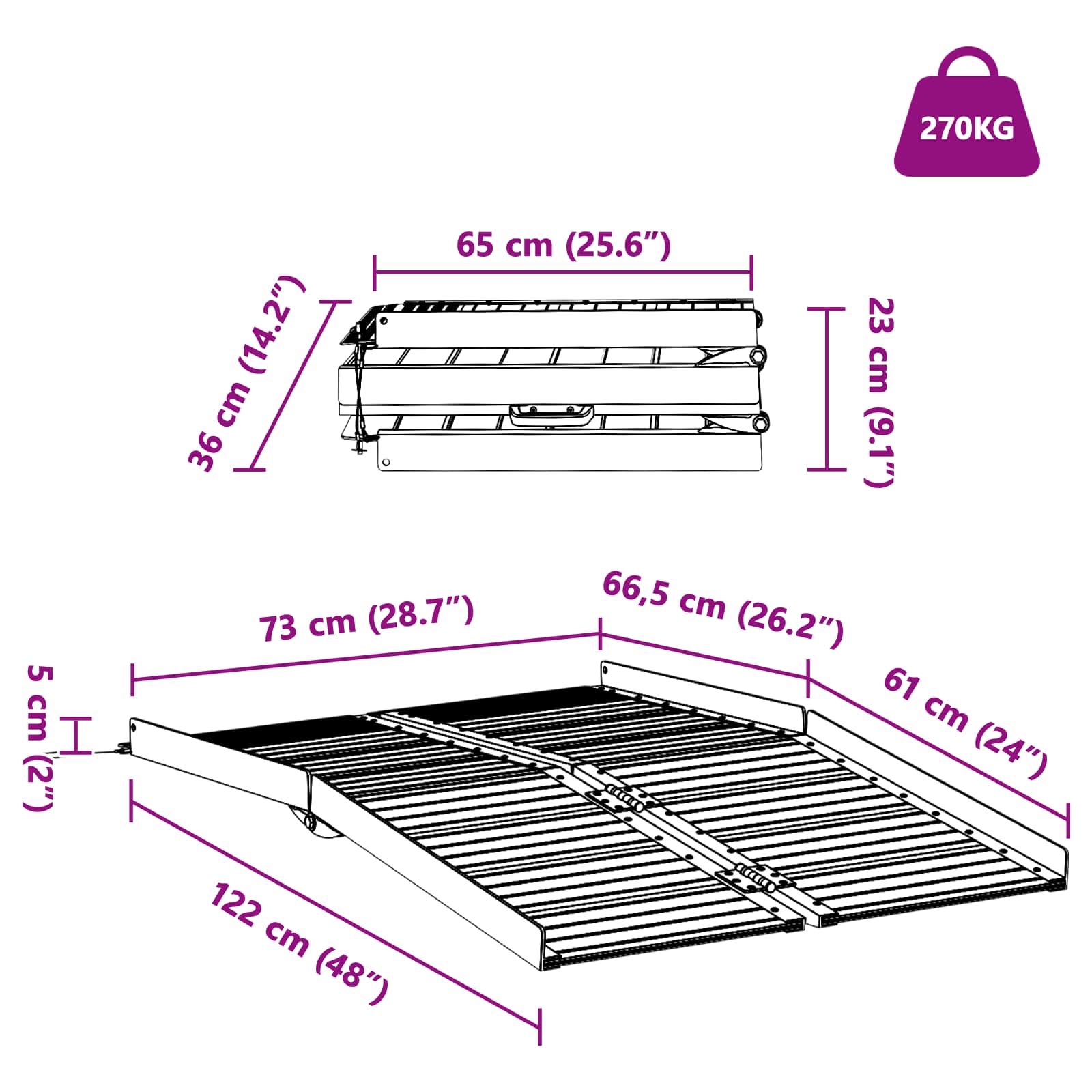 Rampe für Rollstühle 270 kg Silber 270 kg Aluminium
