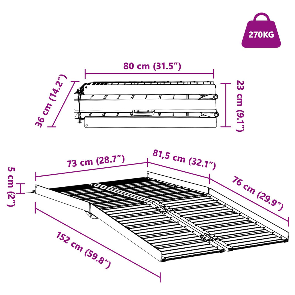 Rampe für Rollstühle 270 kg Silber 270 kg Aluminium