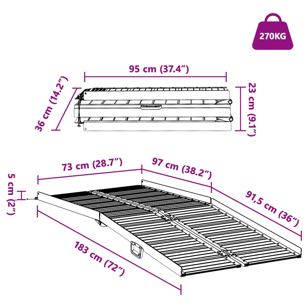 Rampe für Rollstühle 270 kg Silber 270 kg Aluminium