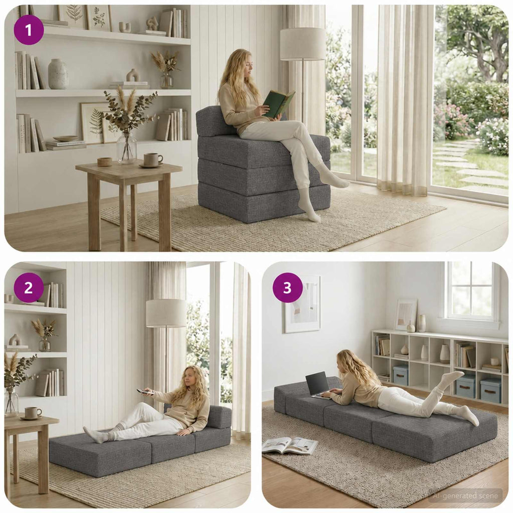 Klappbares Schlafsofa Hellgrau 70 x 60 x 63 cm Stoff