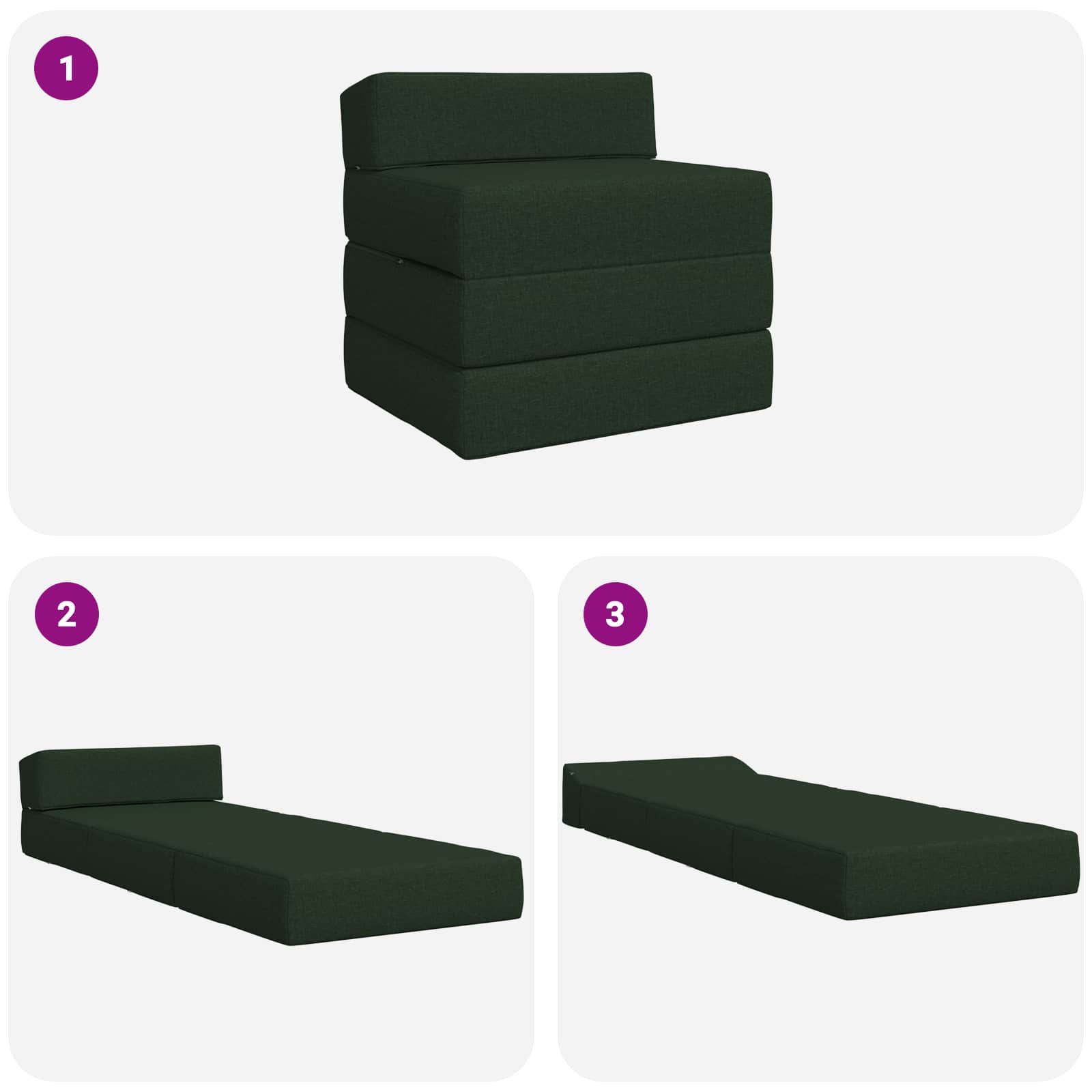 Klappsofa Bett Dunkelgrün 200 x 70 x 15 cm Stoff