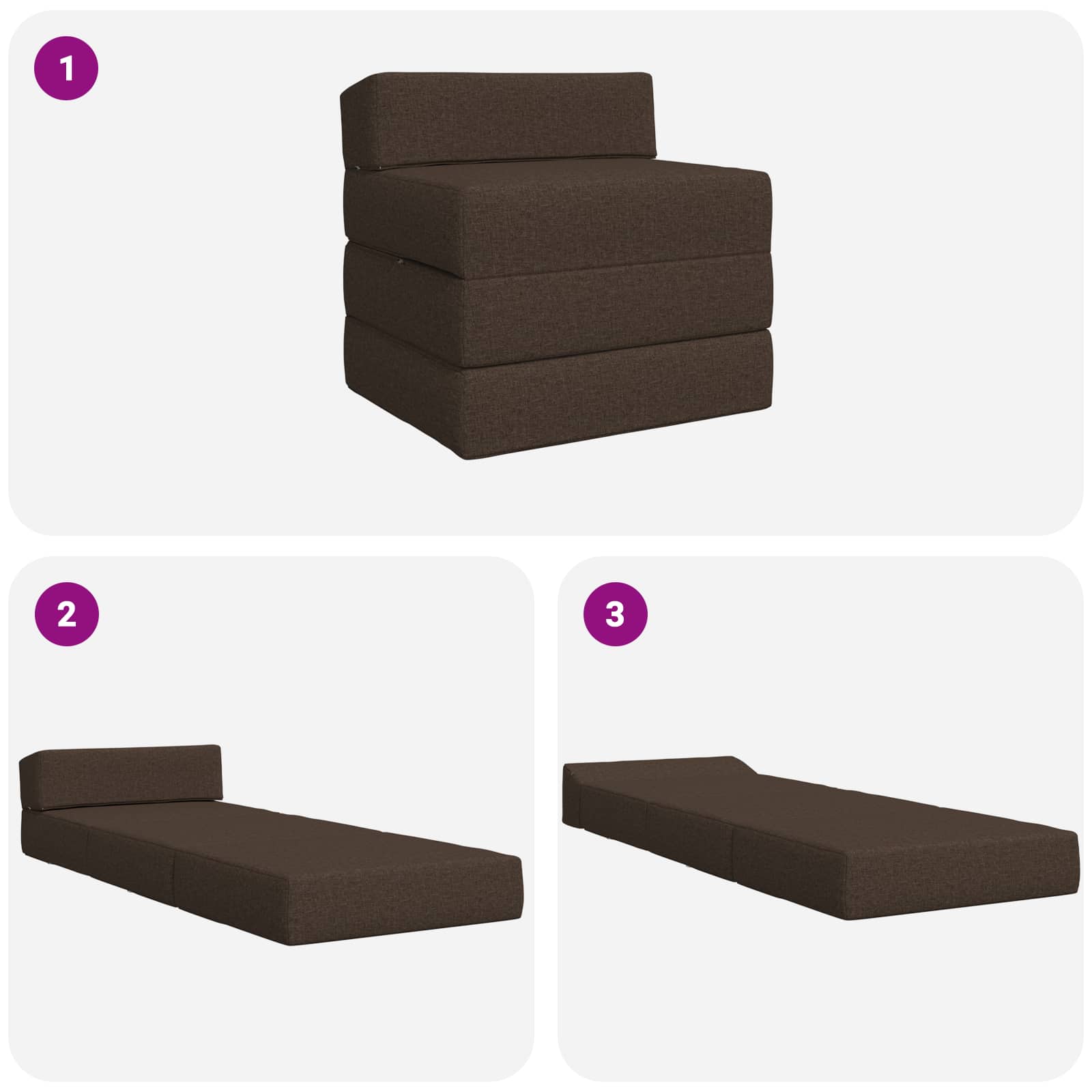 Klappsofa Bett Taupe 200 x 70 x 15 cm Stoff