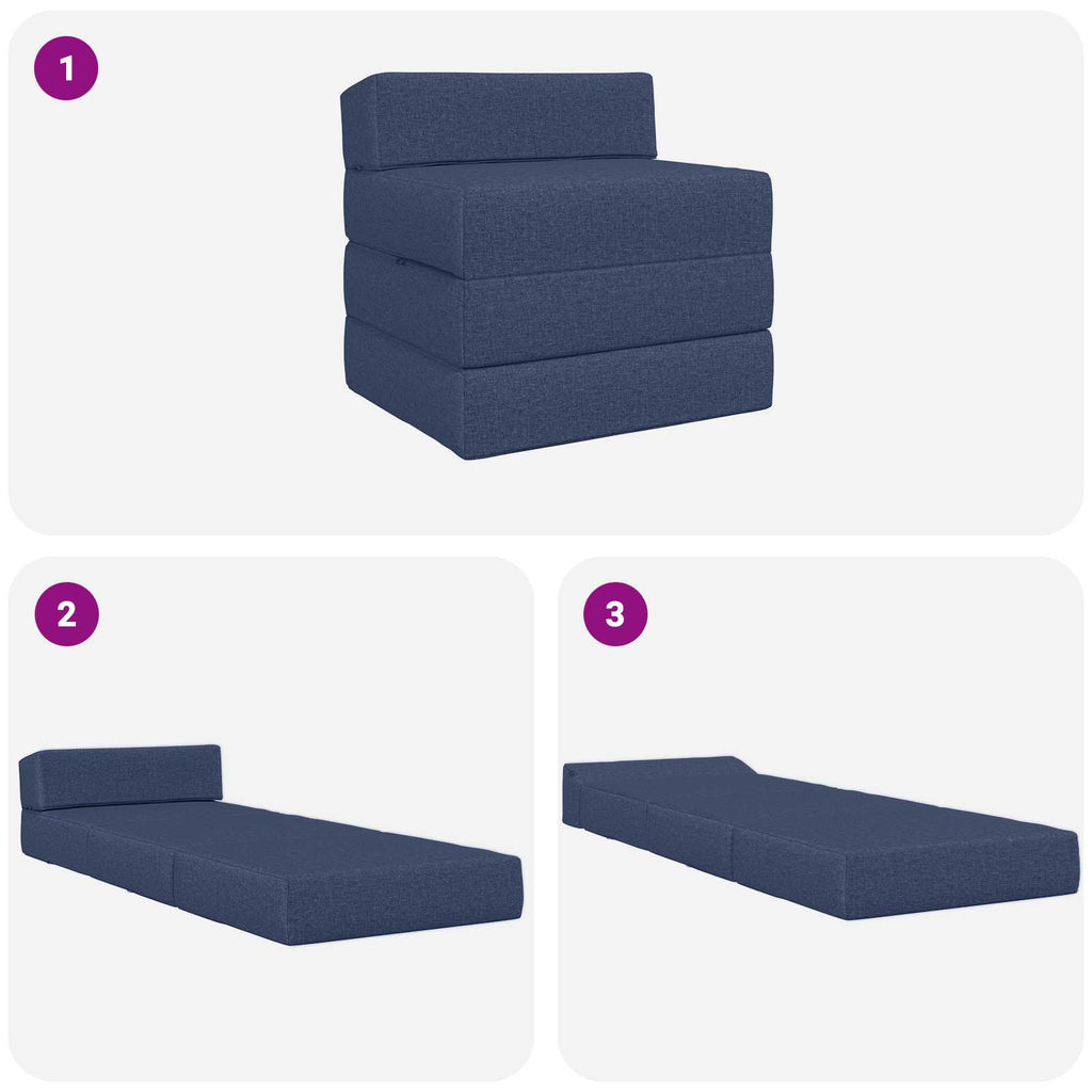 Klappsofa Bett Blau 200 x 70 x 15 cm Stoff