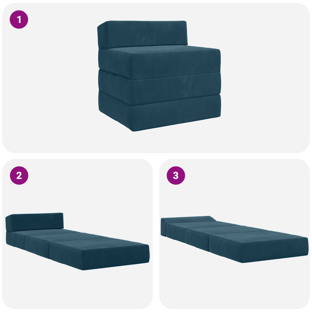 Klappsofa Bett Blau 200 x 70 x 15 cm Samt
