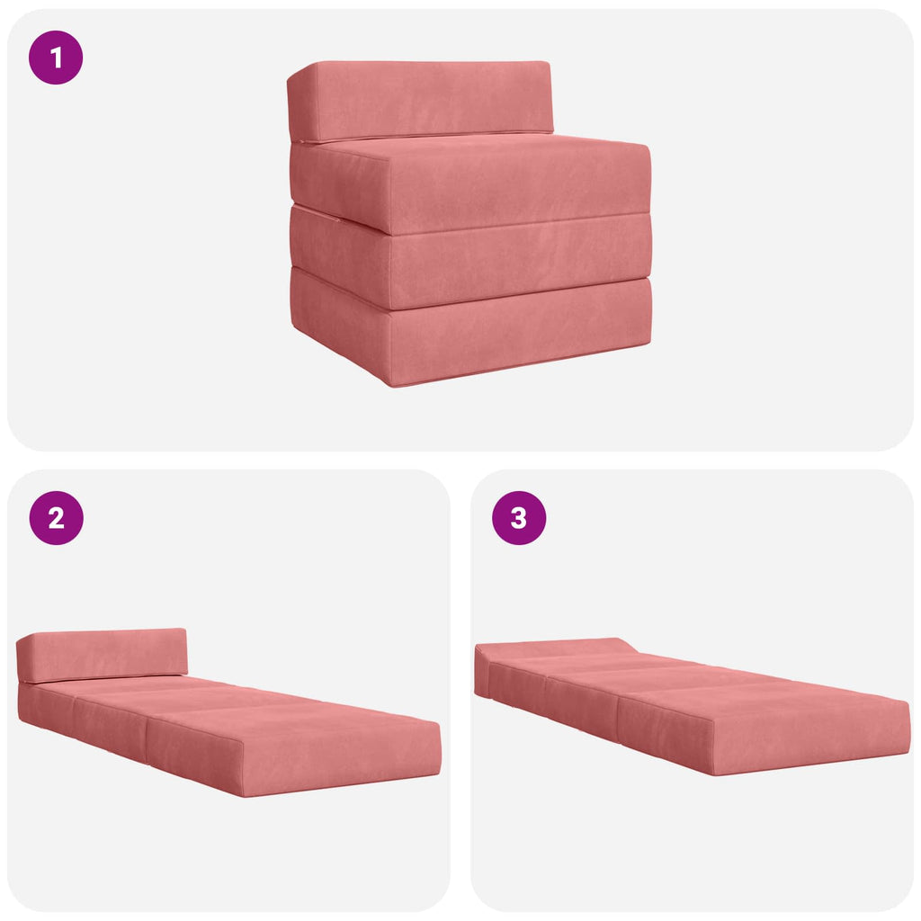 Klappsofa Bett Rosa 200 x 70 x 15 cm Samt