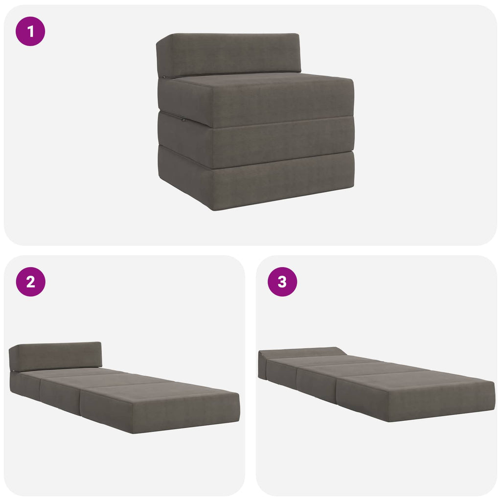 Klappsofa Bett Hellgrau 200 x 70 x 15 cm Cordstoff