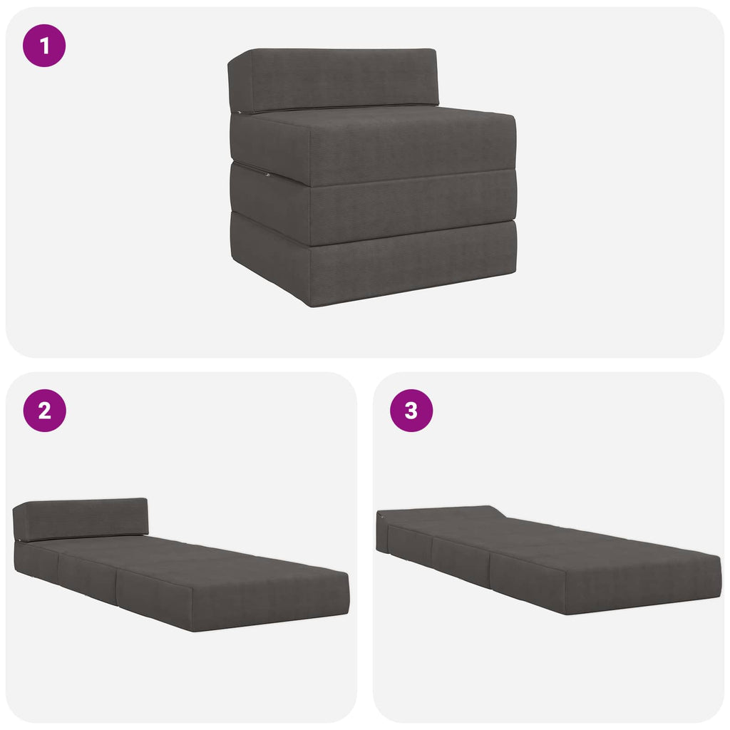 Klappsofa Bett Dunkelgrau 200 x 70 x 15 cm Cordstoff