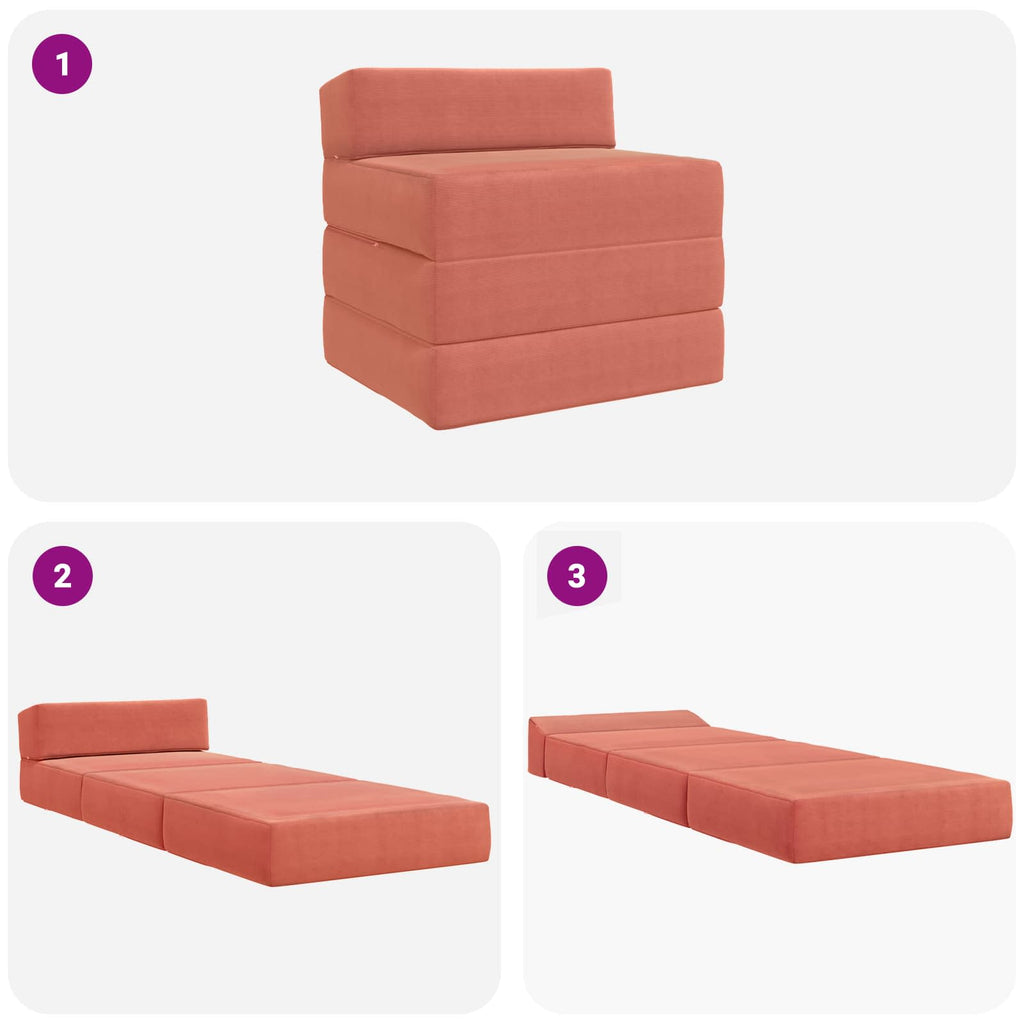 Klappsofa Bett Rot-Orange 200 x 70 x 15 cm Cordstoff