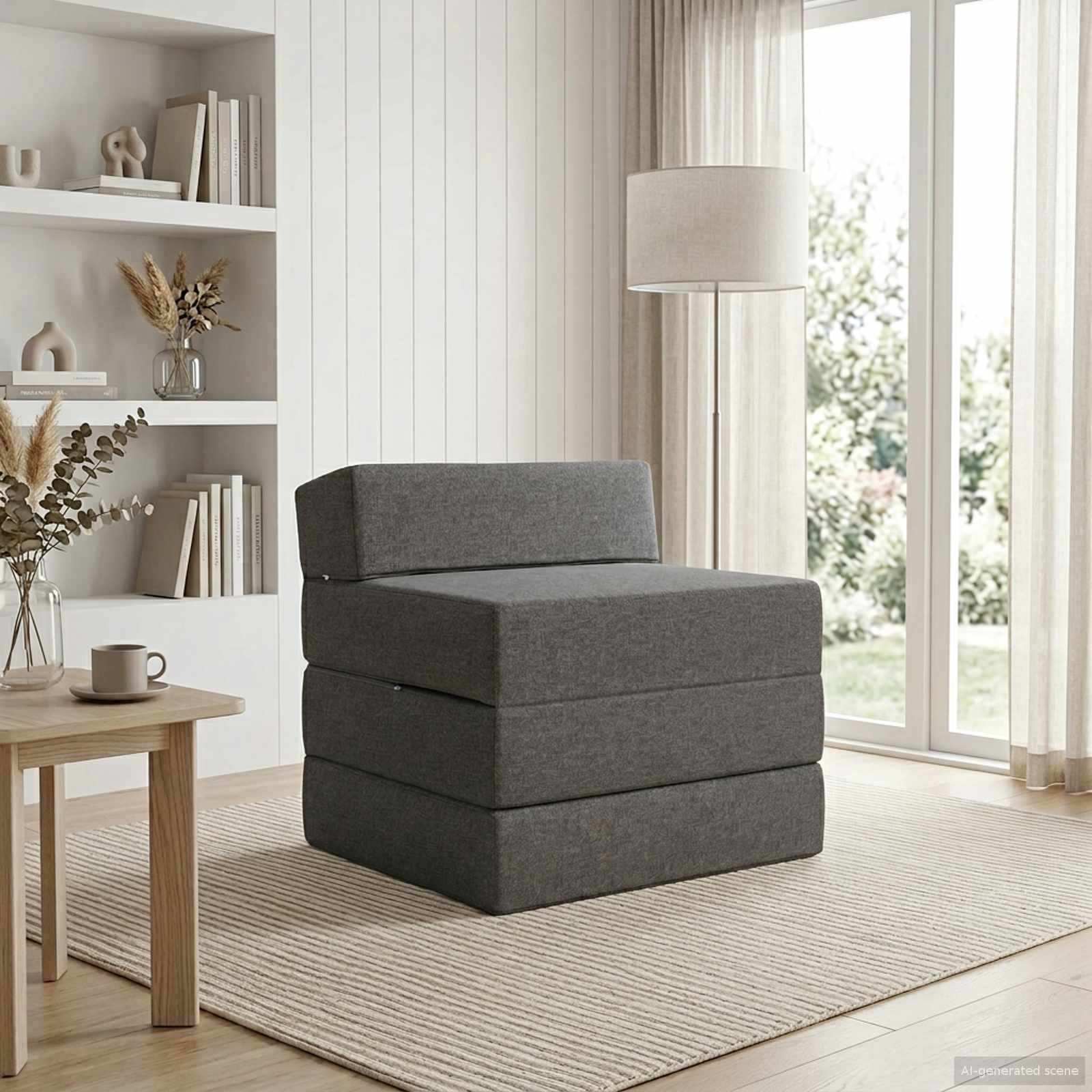 Klappsofa Bett Hellgrau 200 x 70 x 10 cm Stoff