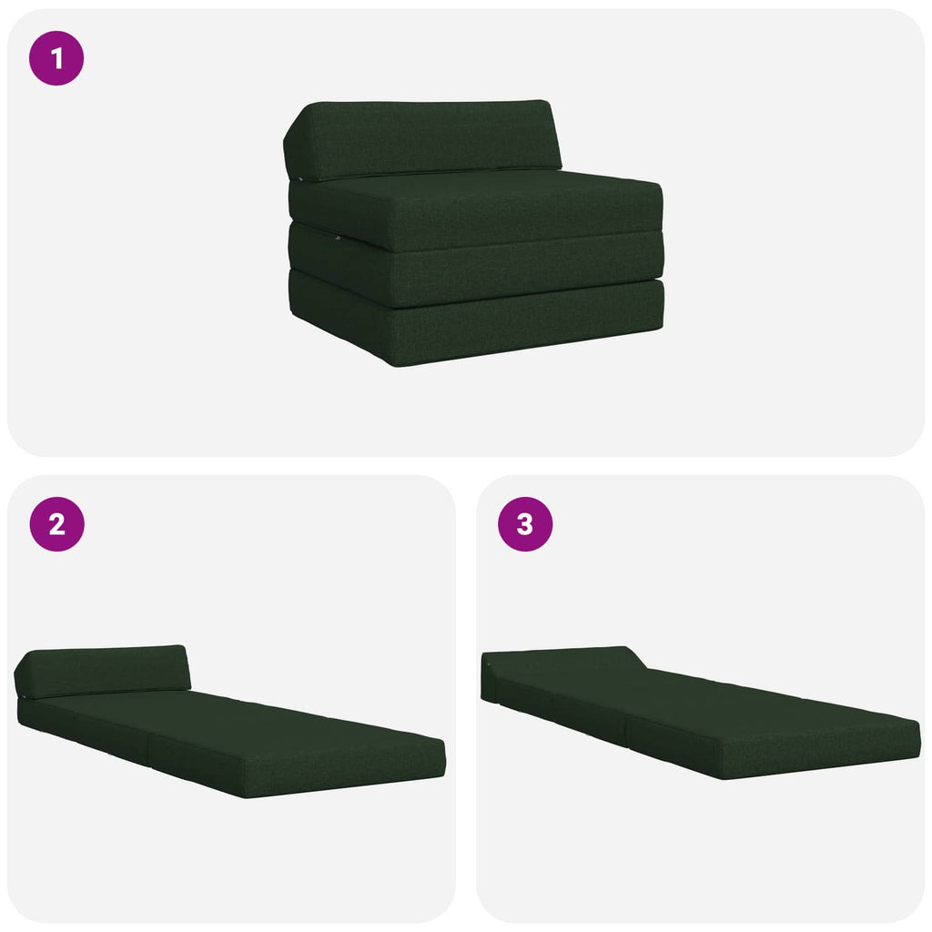 Klappsofa Bett Dunkelgrün 200 x 70 x 10 cm Stoff