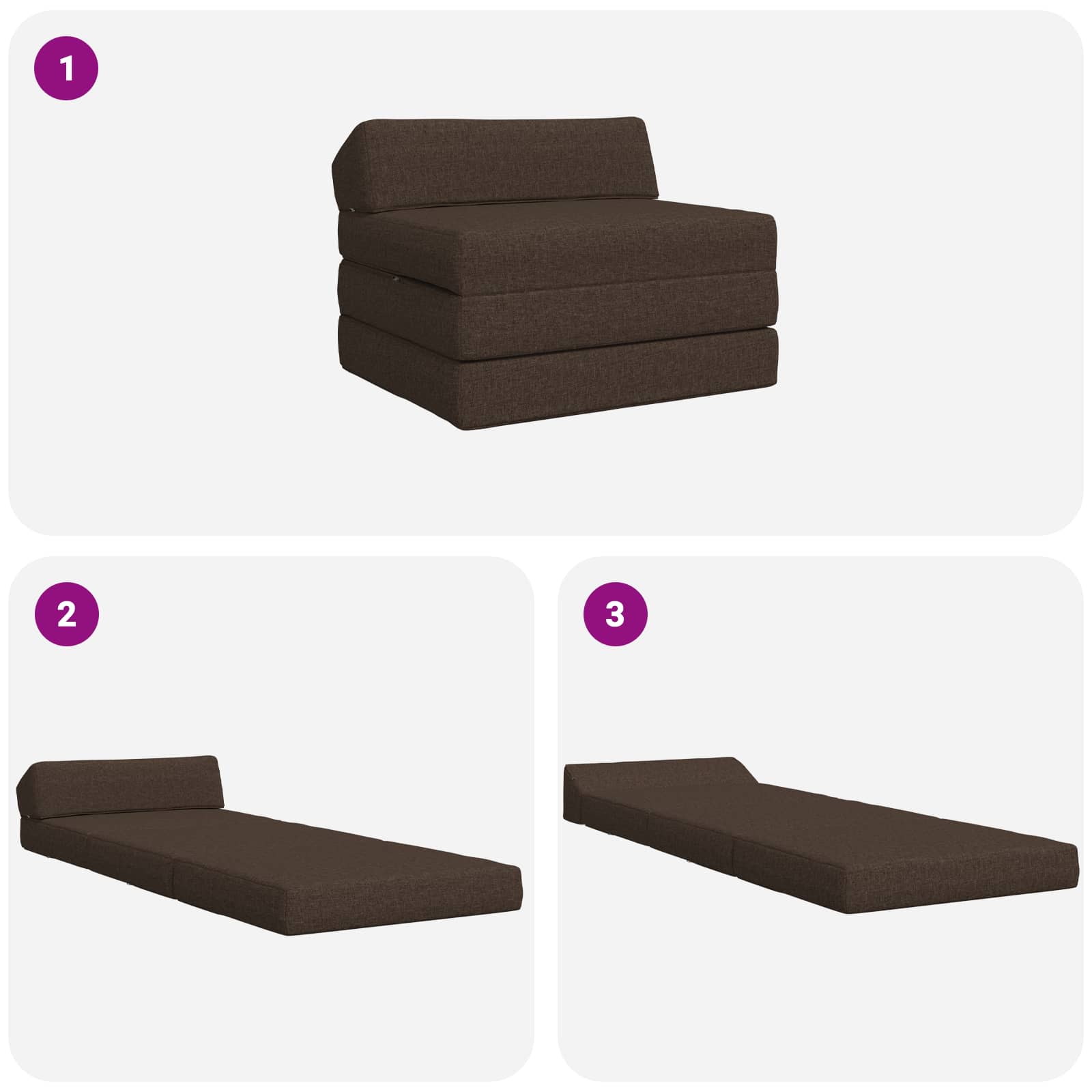 Klappsofa Bett Taupe 200 x 70 x 10 cm Stoff