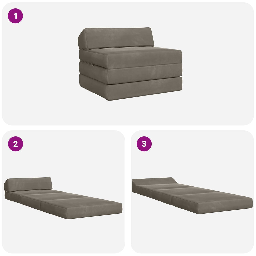 Klappsofa Bett Hellgrau 200 x 70 x 10 cm Samt