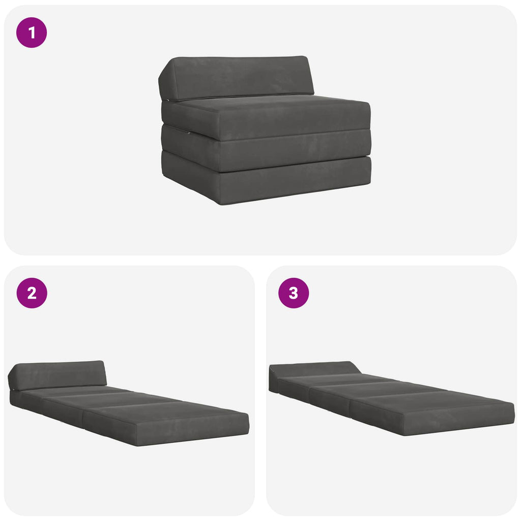 Klappsofa Bett Dunkelgrau 200 x 70 x 10 cm Samt