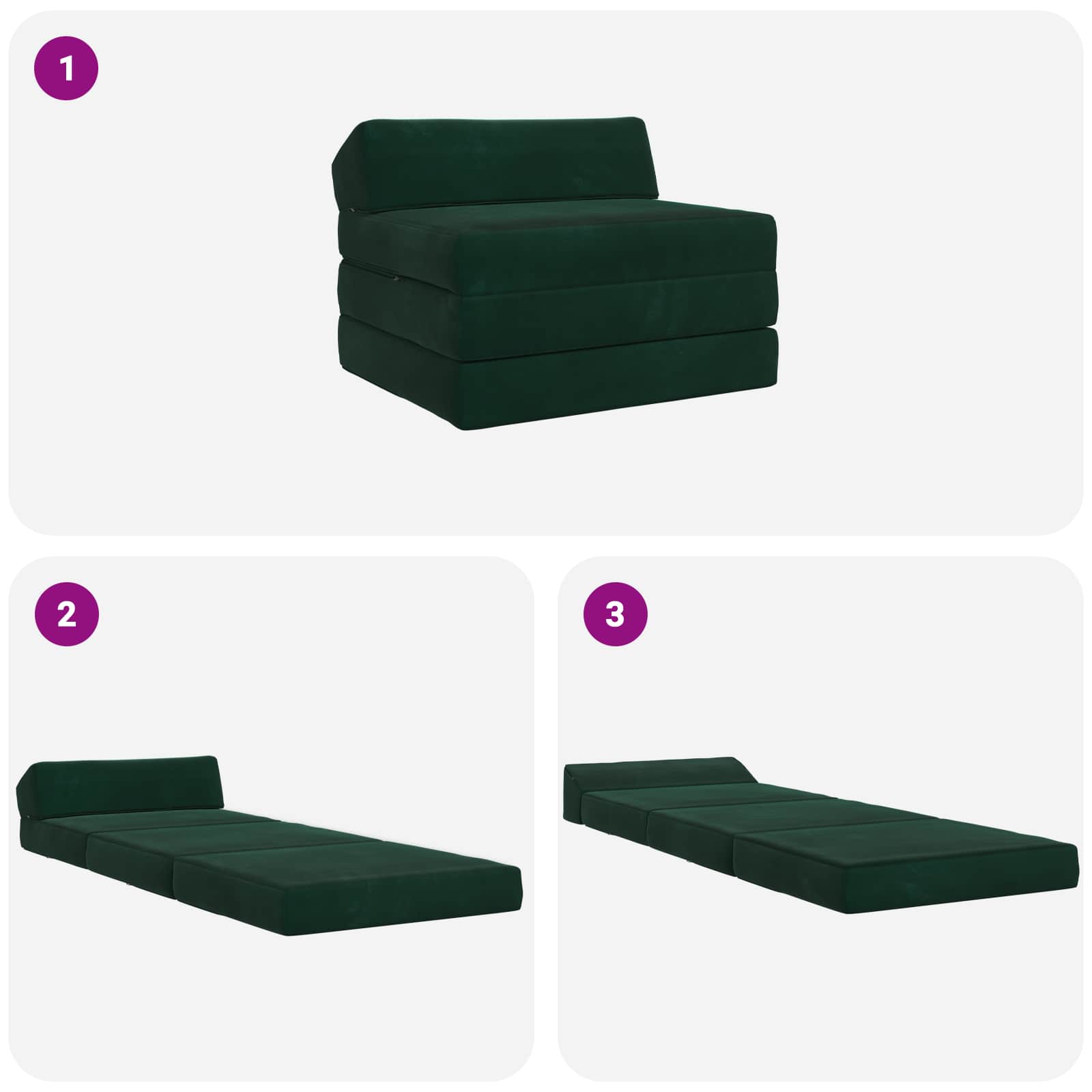 Klappsofa Bett Dunkelgrün 200 x 70 x 10 cm Samt
