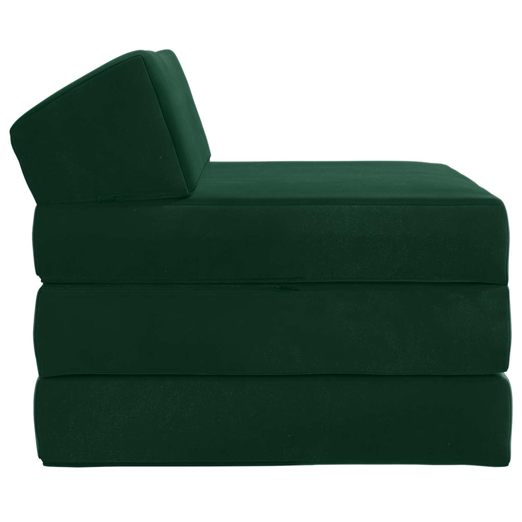 Klappsofa Bett Dunkelgrün 200 x 70 x 10 cm Samt