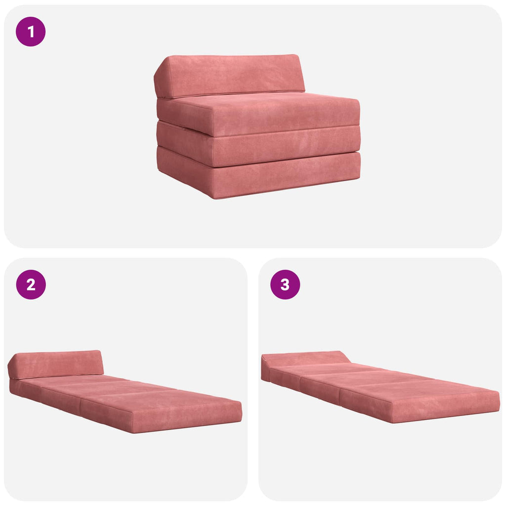 Klappsofa Bett Rosa 200 x 70 x 10 cm Samt