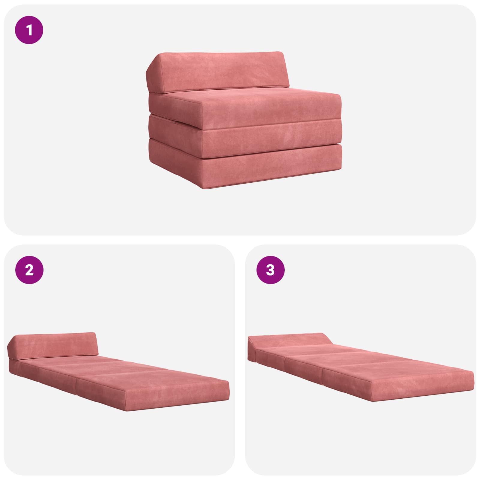 Klappsofa Bett Rosa 200 x 70 x 10 cm Samt