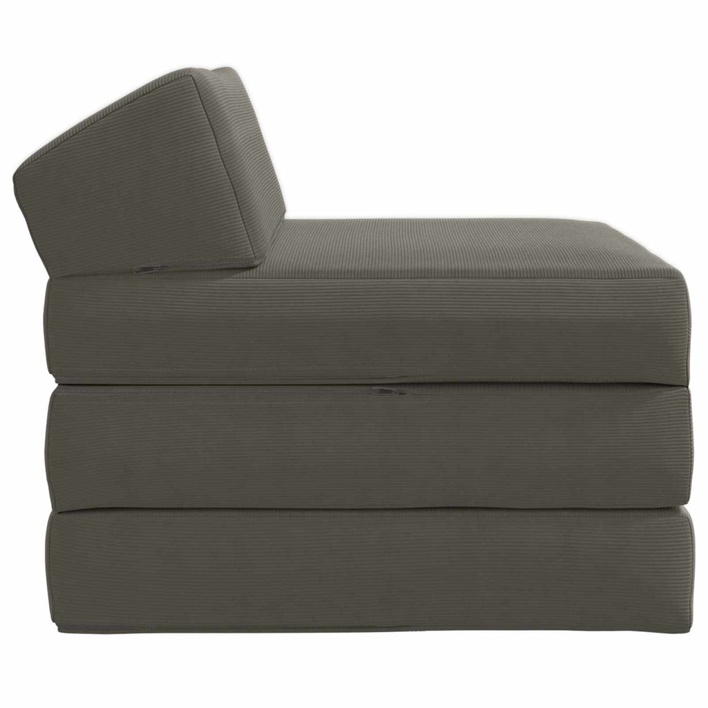 Klappsofa Bett Hellgrau 200 x 70 x 10 cm Cordstoff
