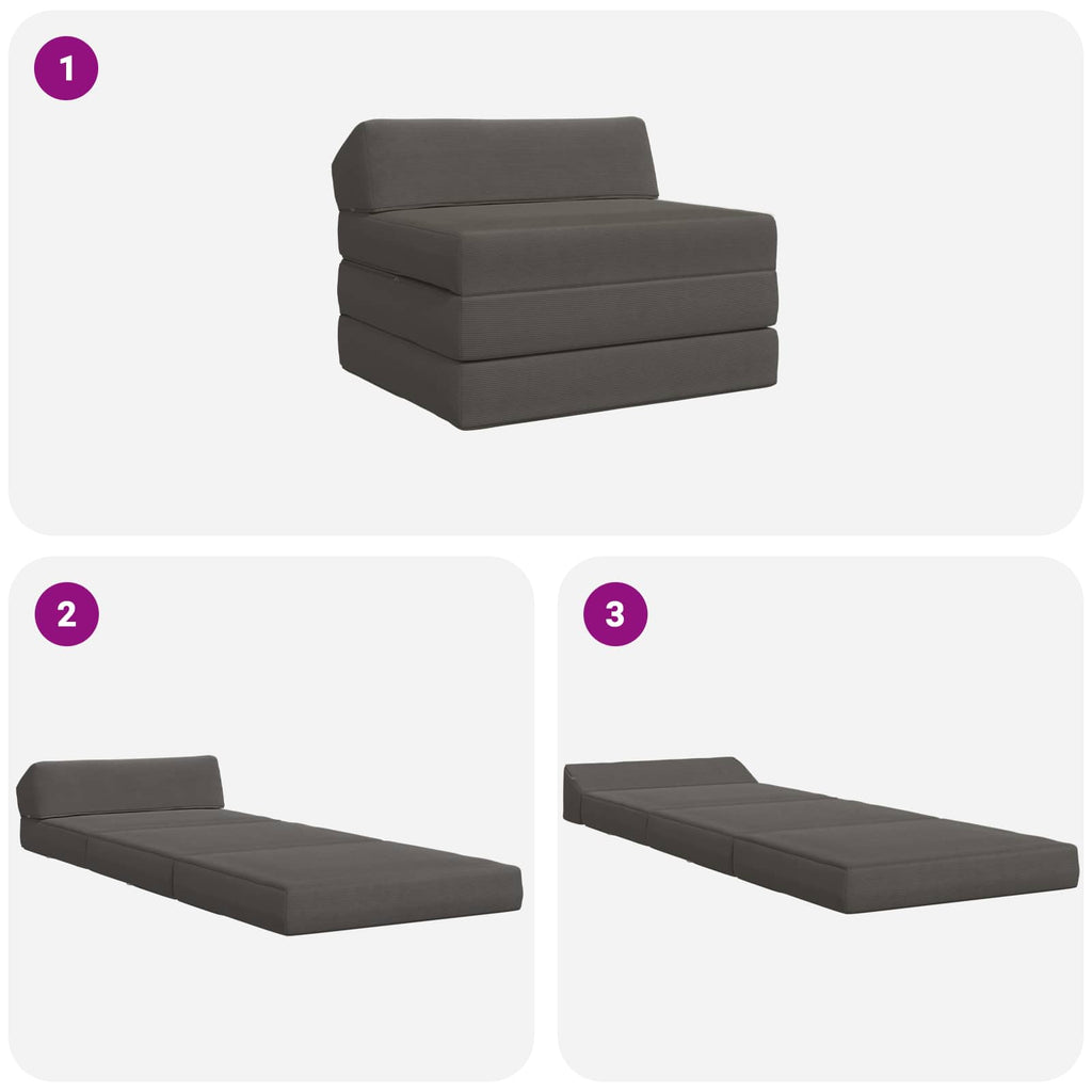 Klappsofa Bett Dunkelgrau 200 x 70 x 10 cm Cordstoff