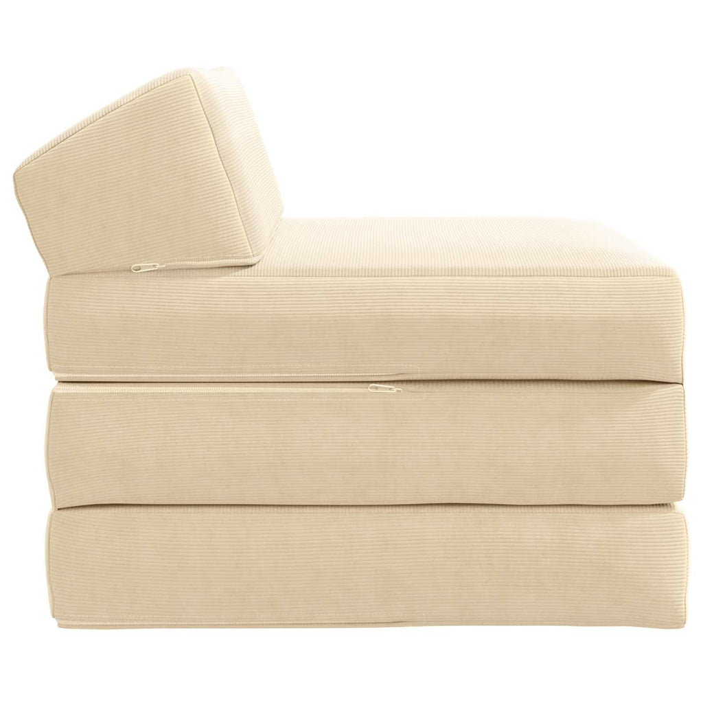 Klappsofa Bett Creme 200 x 70 x 10 cm Cordstoff