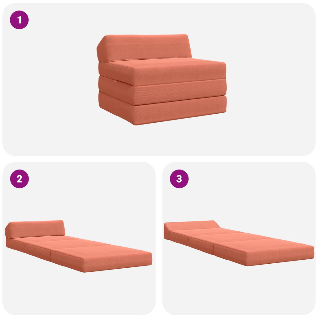 Klappsofa Bett Rot-Orange 200 x 70 x 10 cm Cordstoff
