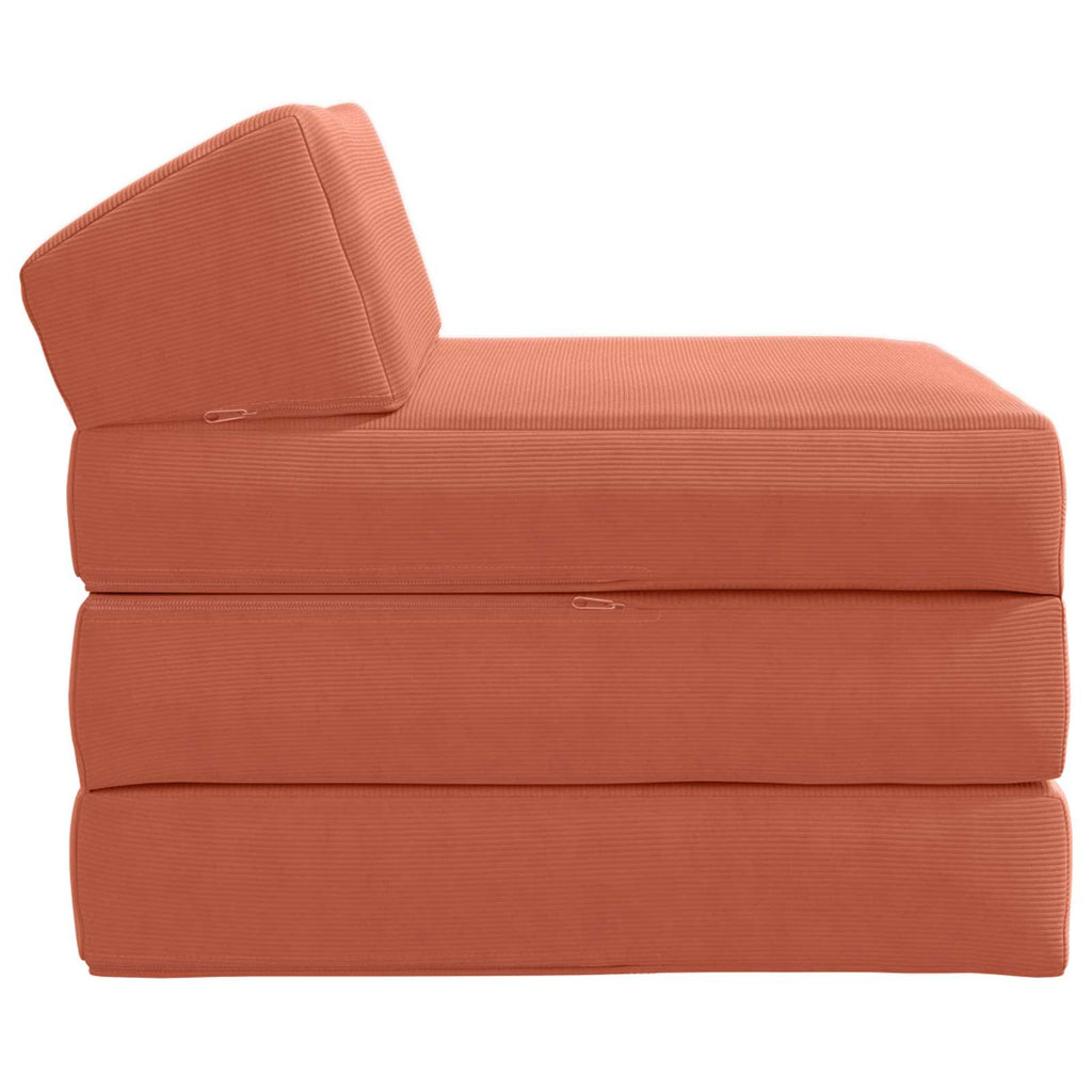 Klappsofa Bett Rot-Orange 200 x 70 x 10 cm Cordstoff