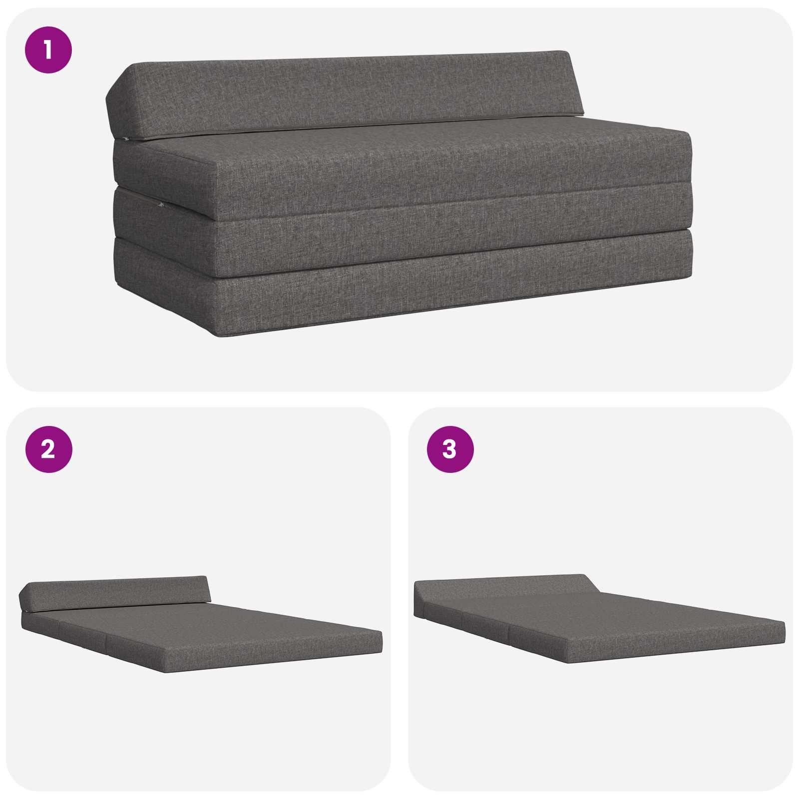 Klappsofa Bett Hellgrau 120 x 60 x 49 cm Stoff