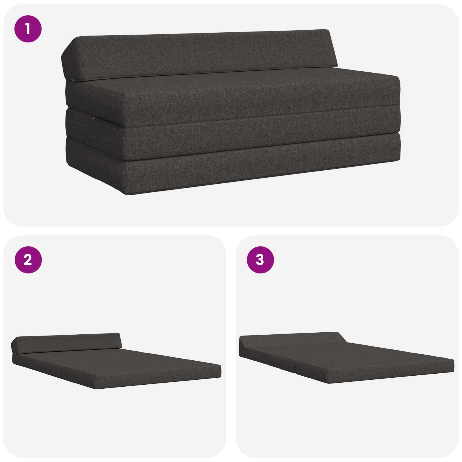 Klappsofa Bett Dunkelgrau 120 x 60 x 49 cm Stoff
