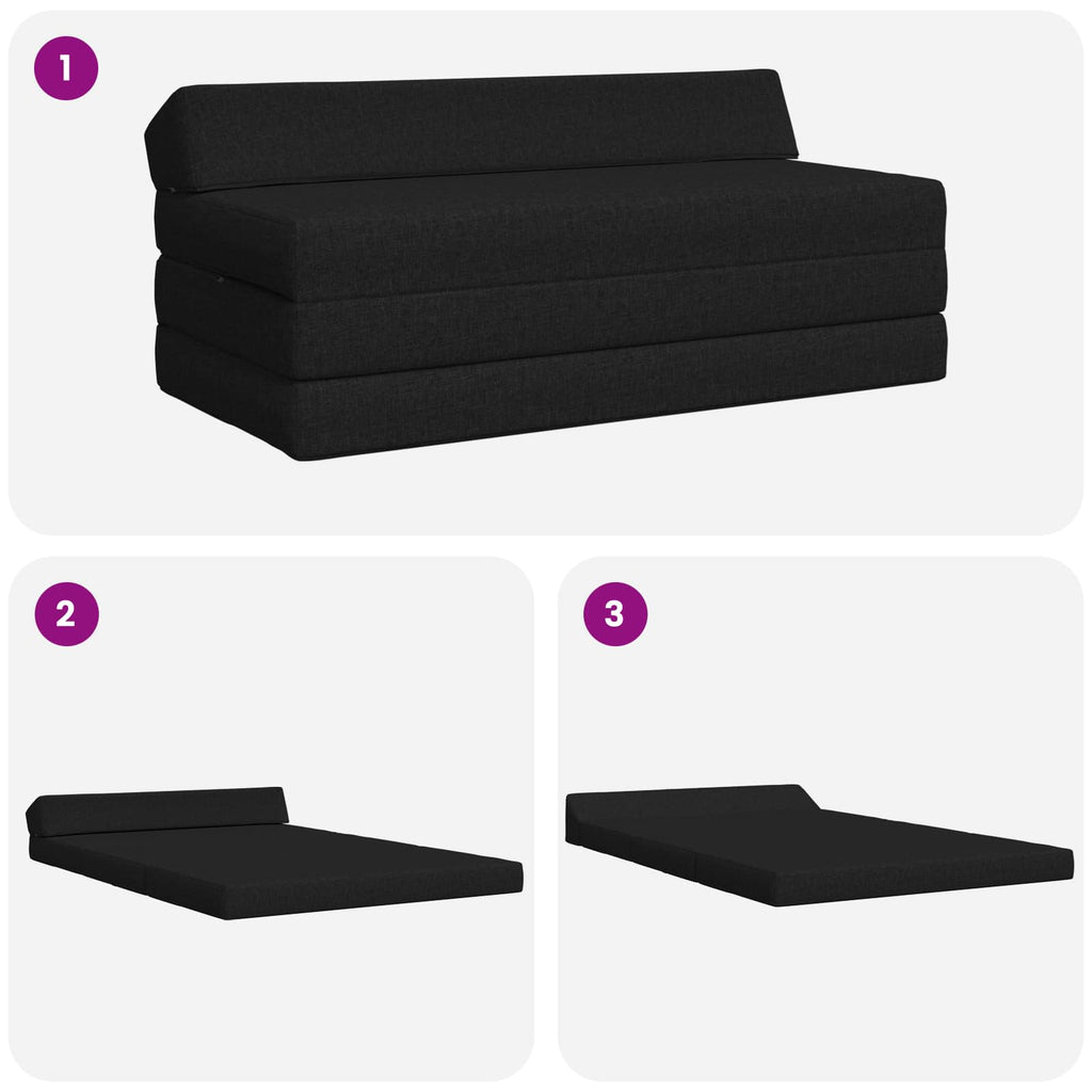 Klappsofa Bett Schwarz 120 x 60 x 49 cm Stoff